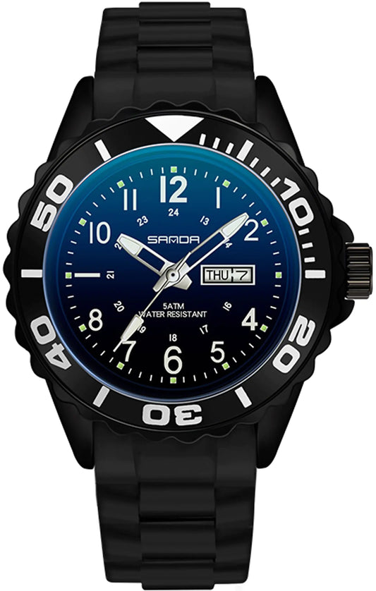 Relojes para Mujer a Prueba de Agua Fácil de Leer con Segundero y Tiempo Militar Negro Simple para Enfermeras Fecha Análogo Cuarzo para Nadar