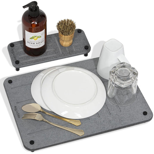 Alfombrilla Secadora de Piedra AquaDry para Encimera de Cocina | Porta Jabón de Piedra | Organizador de Fregadero de Cocina | Alfombrilla de Piedra Secadora para Cocina | Piedra Secadora de Platos para Encimera de Cocina 40cm (L) x 30cm (A)