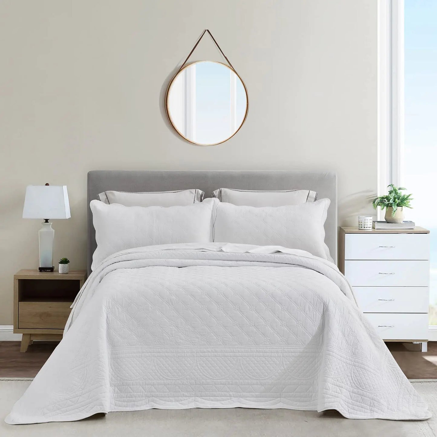 Cubrecama de Algodón CHIXIN - Decorativo Europeo con Volante - Relleno de Algodón - Blanco Puro - Tamaño (16" x 16")