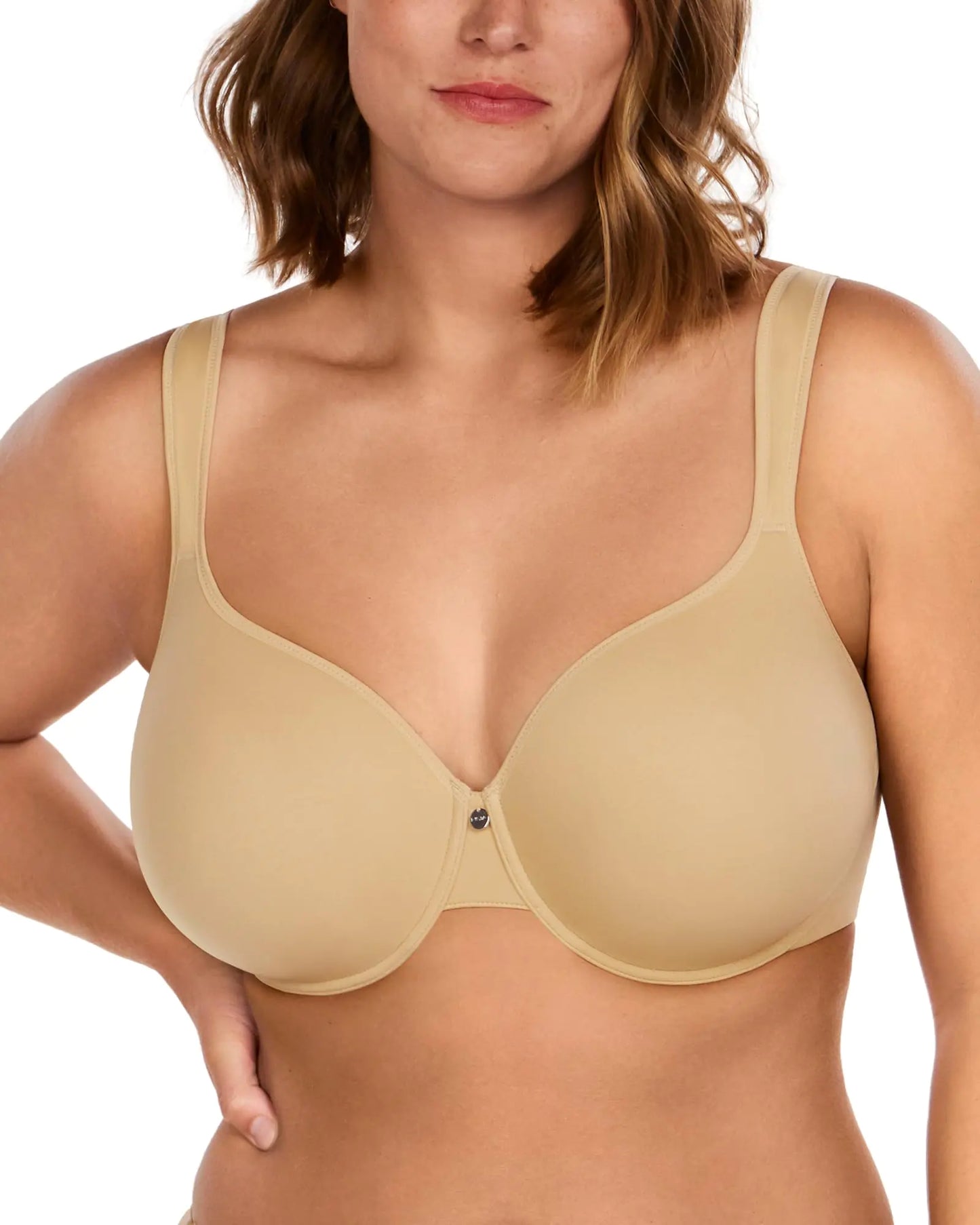 HSIA Womens Full Coverage Bra Plus Size Tshirt Bra Back Smoothing Bra with Supportive Underwire Minimizer Padded Bra for Big Busted Beige 40DD