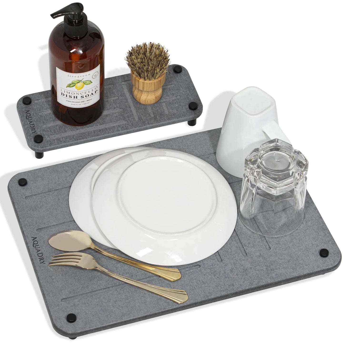 Alfombrilla Secadora de Piedra AquaDry para Encimera de Cocina | Porta Jabón de Piedra | Organizador de Fregadero de Cocina | Alfombrilla de Piedra Secadora para Cocina | Piedra Secadora de Platos para Encimera de Cocina 40cm (L) x 30cm (A)